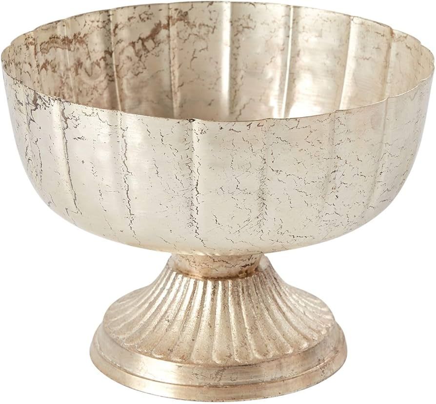 Distressed Champagne Metal Compote Bowl | Champagne Compote Vase l Lita Metal Vase l Indoor and O... | Amazon (US)