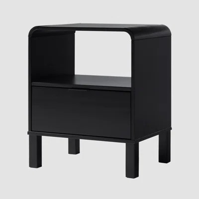 Howse Modern Minimalist Curved-Top Solid Wood Nightstand – Black | Wayfair North America
