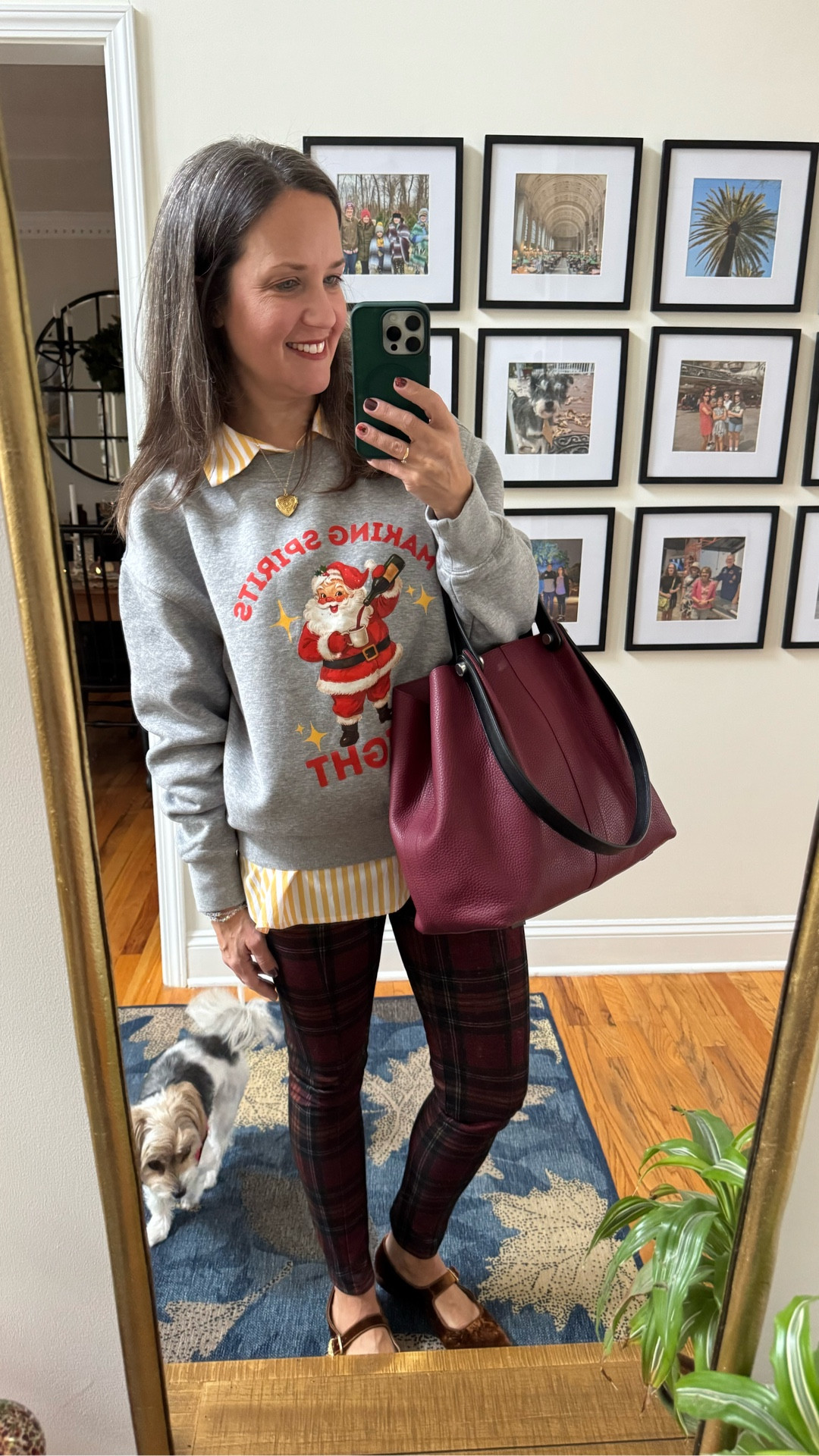 Road trip holiday outfit today. Sweatshirt and leggings but make it holiday. These velvet flats just felt right. 

#LTKdayinmylife #LTKHoliday #LTKOver40