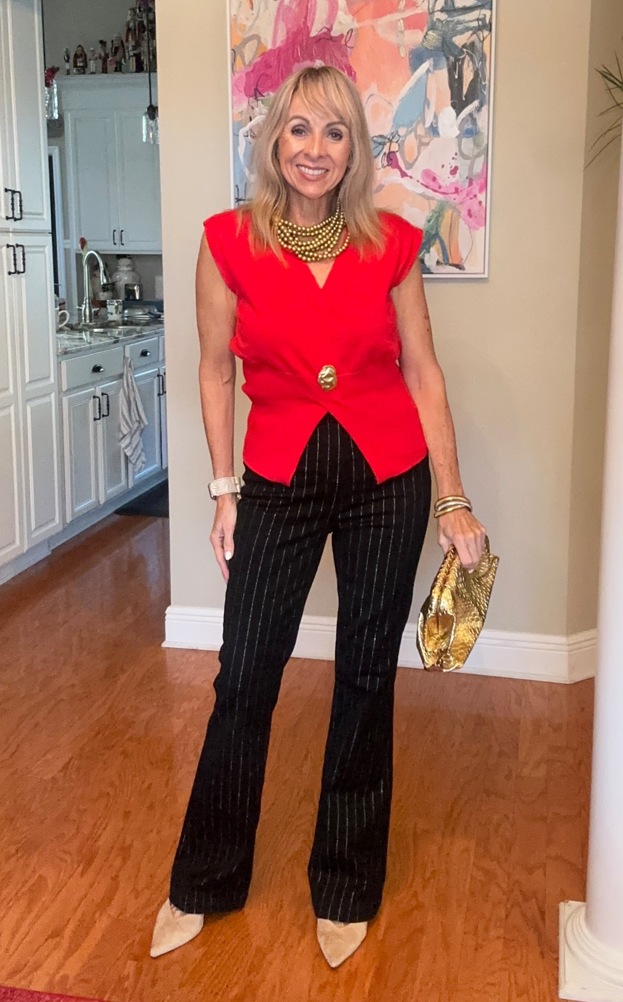 
Power outfit, but make it on sale 🔥
These pin-striped slight flare leg jeans are 60% OFF and instantly elevate any look. I styled them with a bold red top and gold accessories for that confident, polished vibe—perfect for date night, dinner out, or when you just want to feel that good. #holidayoutfit #christmasoutfit #elevatedcasual #datenight 

👉 Shop this entire look on LTK before the jeans sell out!

#LTKFindsUnder50 #LTKSaleAlert #LTKOver40