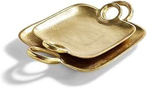 Two's Company Tozai Metropolitan Set of 2 Decorative Gold Trays with Handles | Amazon (US)