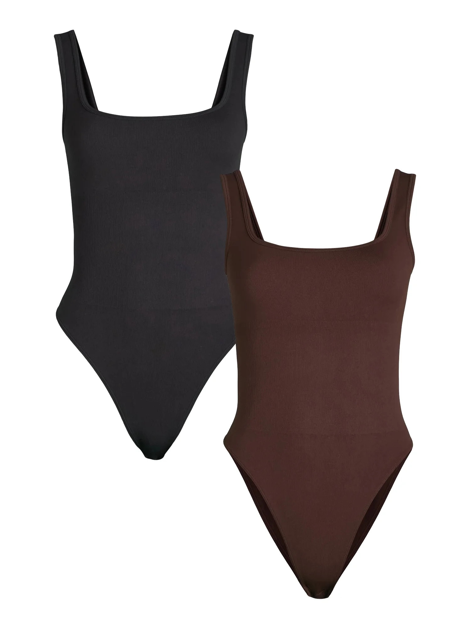 Joyspun Women's Seamless Slimming Square Neck Tank Bodysuit, 2-Pack, Sizes S-XXXL - Walmart.com | Walmart (US)