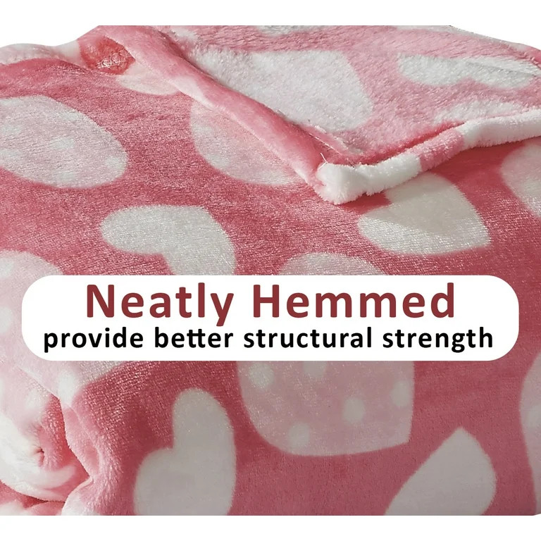 Pink Throw Blanket Hearts Soft Plush Love Blanket for Girls Valentine's Gift 50” x 60” | Walmart (US)