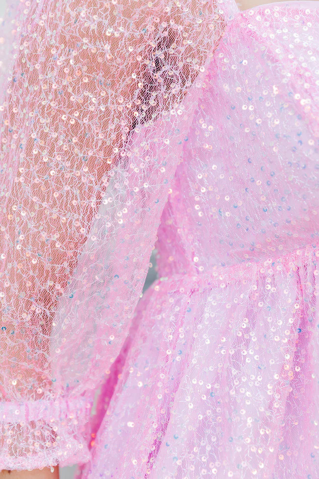 In Breakable Heaven Pink Puff Sleeve Sequin Mini Dress | Pink Lily