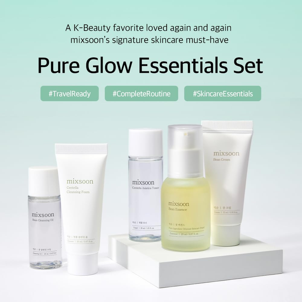 mixsoon Pure Glow Essentials Set-5-Step Skincare Kit - Travel kit, Hydrating Skincare Gift Set, C... | Amazon (US)
