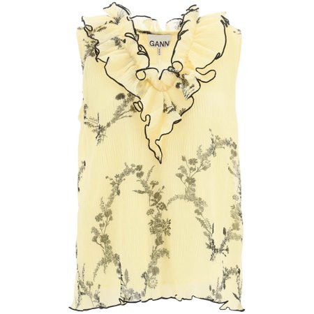 Ganni Pleated Georgette Top Women | Walmart (US)