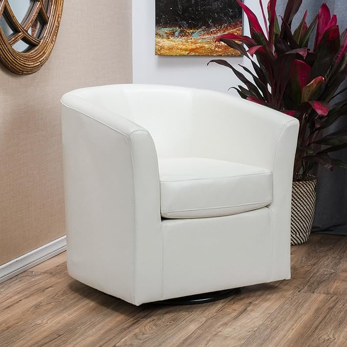 Great Deal Furniture Corley Off-White Leather Swivel Club Chair | Amazon (US)