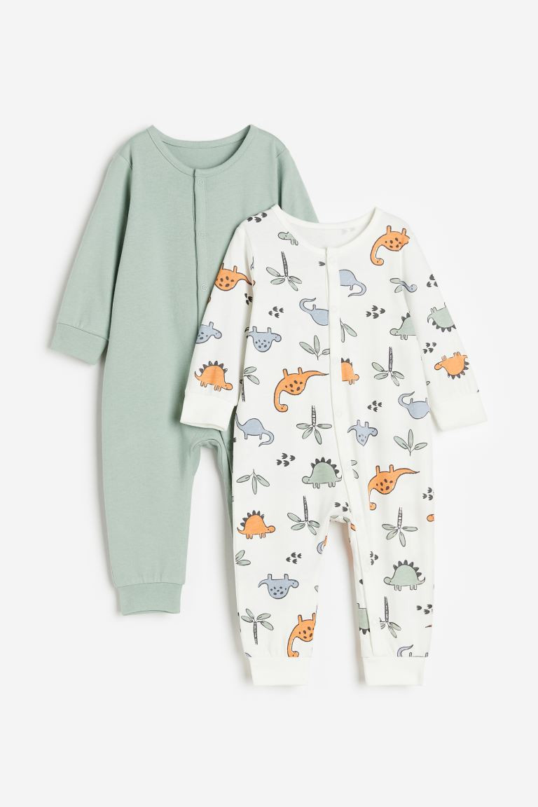 2-pack Patterned Cotton Pajamas - White/dinosaurs - Kids | H&M US | H&M (US + CA)