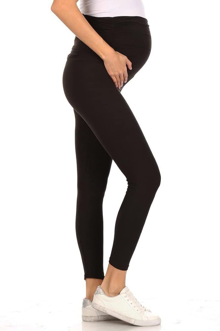 Leggings Depot Women's Stretch Buttery Soft Casual Maternity Pants Over The Belly-Capri & Full Lengt | Amazon (US)