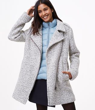 LOFT Petite Marled Moto Coat | LOFT