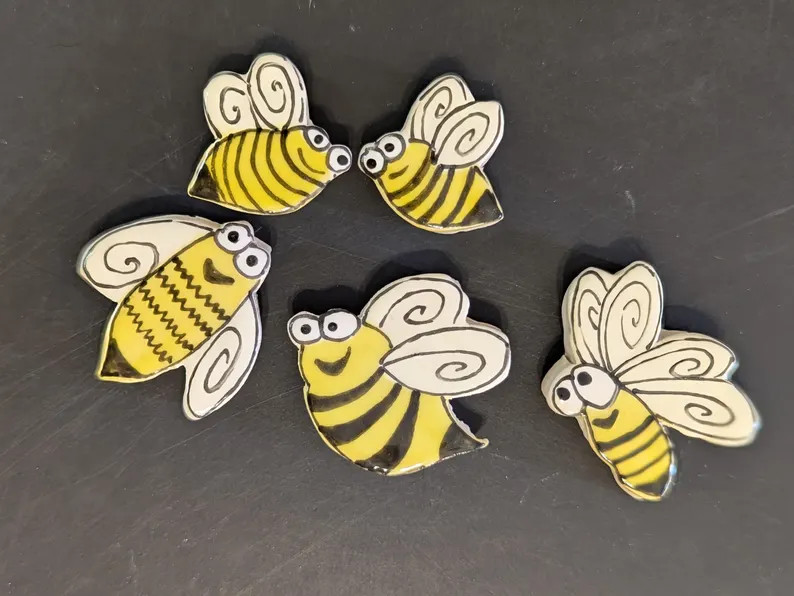 Handmade Ceramic Bee Shaped Mosaic Tiles,accent Bee Shaped Tile,craft Mosaic Tile, Garden Bench T... | Etsy (US)