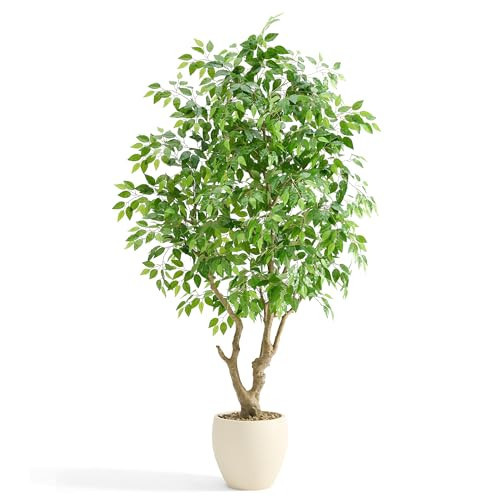 8 FT Large Luxury Artificial Ficus Tree, Tall Faux Banyan Tree with Planter, Extra Lush Stereoscopic Shape, 5 Minutes Easy Set-up, Realistic Tree Trunk & Lifelike Leaves, Home Office Décor | Amazon (US)