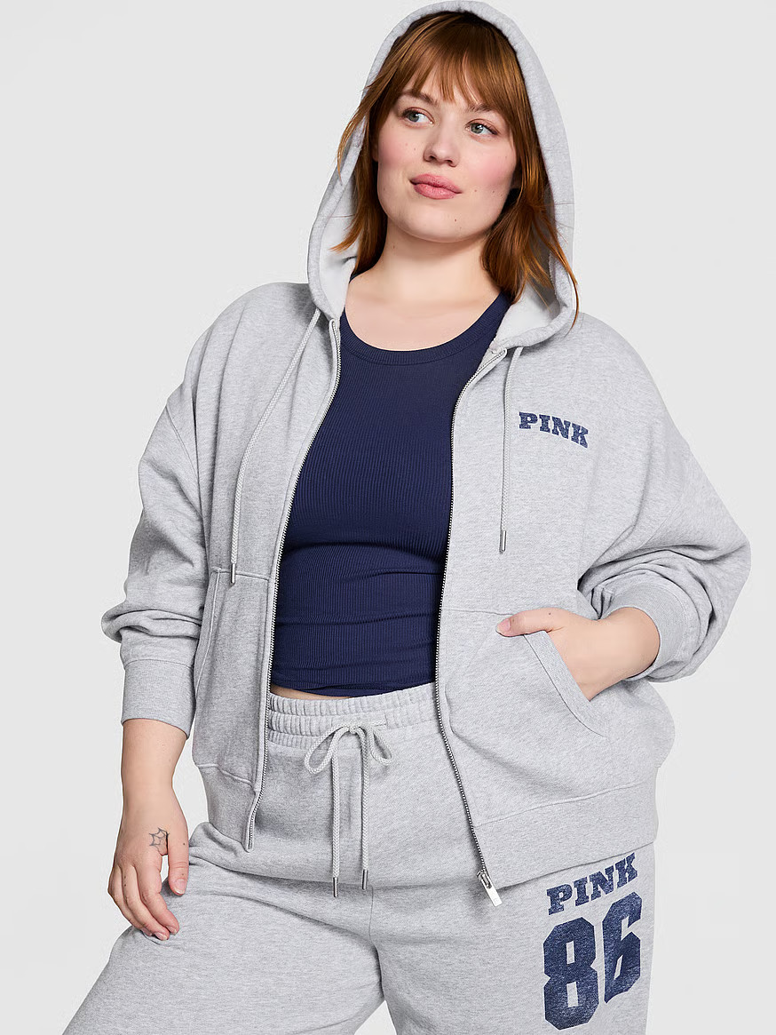 Buy Ivy Fleece Campus Full-Zip Hoodie, Pure Black - Order Hoodies & Sweatshirts online - Victoria... | Victoria's Secret (US / CA )
