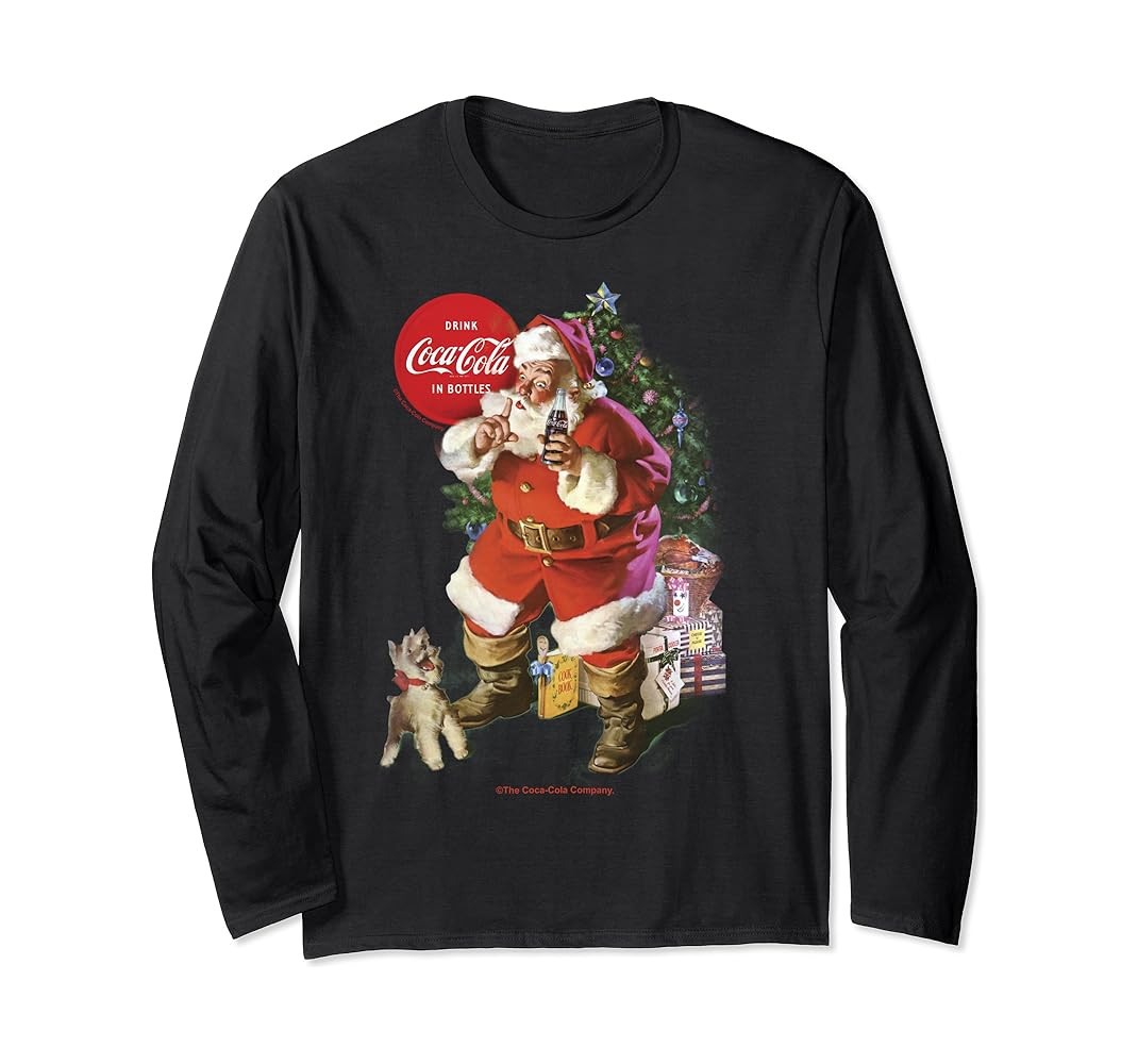 Coca-Cola Santa Claus Christmas Logo Long Sleeve T-Shirt | Amazon (US)