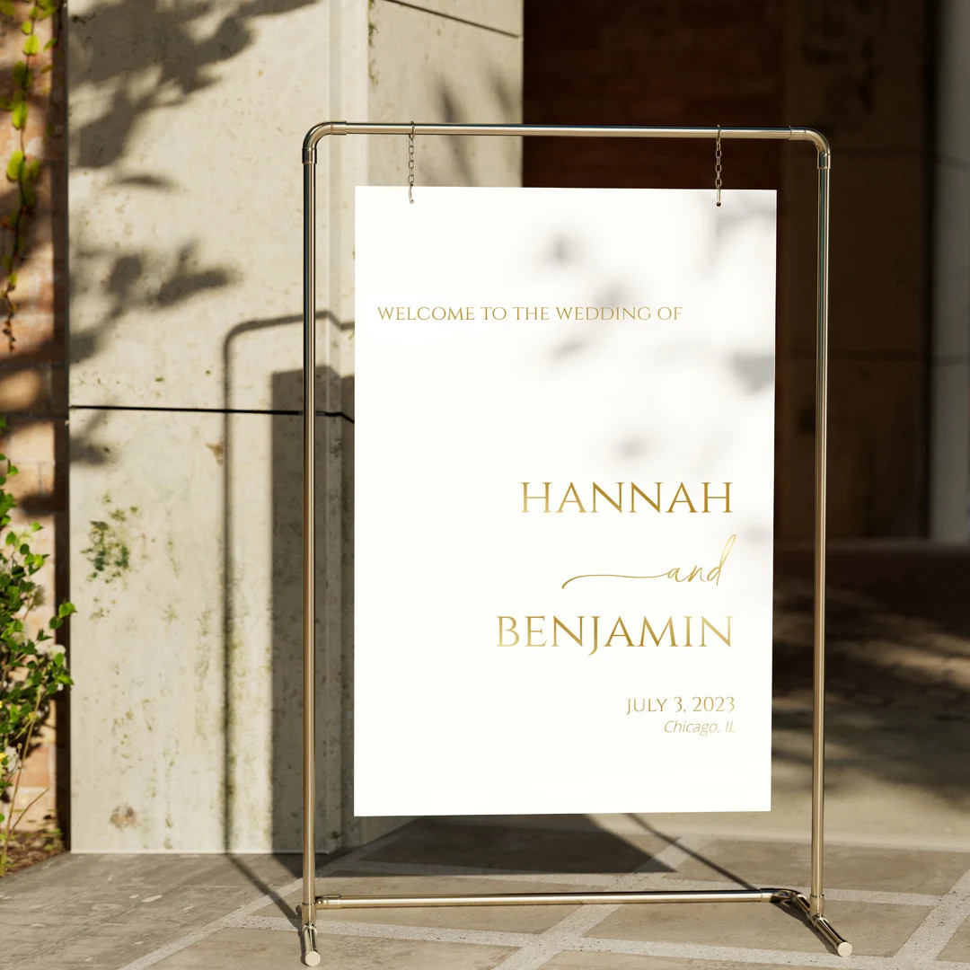 Wedding Welcome Sign Gold 18x24- Custom Wedding Sign-Modern Wedding sign- Editable Template- Digi... | Etsy (US)