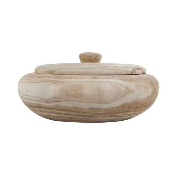 3R Studios Decorative Natural Paulownia Wood Container with Lid - Walmart.com | Walmart (US)