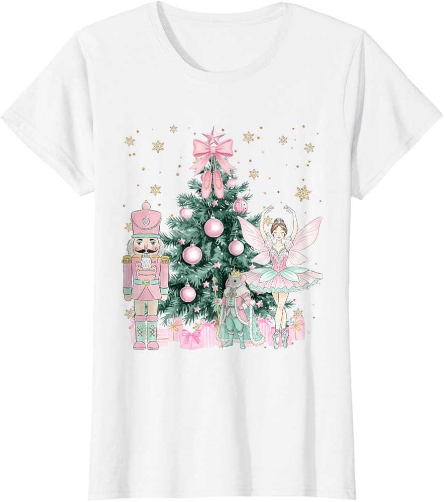 Coquette Christmas Tree Nutcrackers Ballet Xmas Women Girls T-Shirt | Amazon (US)