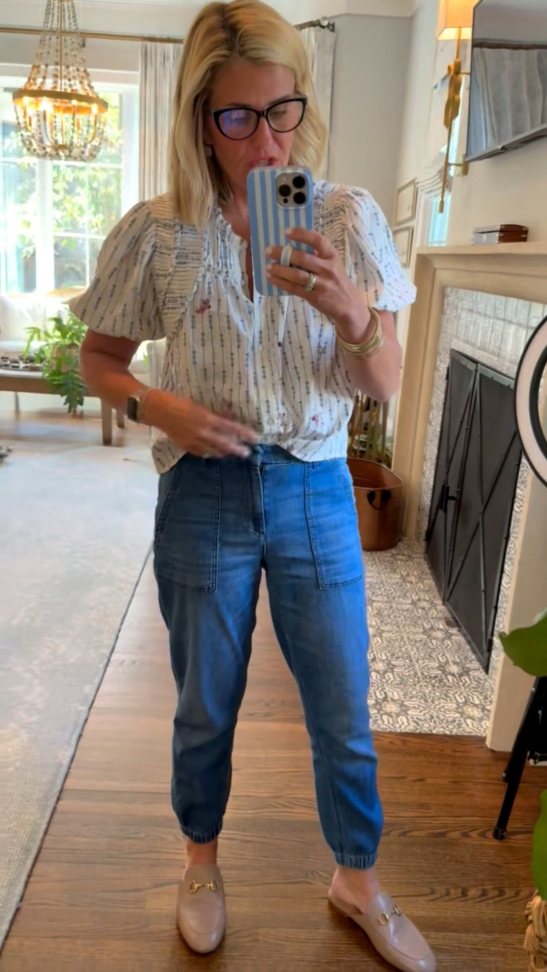 This blouse is fabulous and truly looks designer!! I’m wearing xs in top & joggers and 8 shoe tts. I wear a 26P in the Galway jeans. 

#LTKPetite #LTKdayinmylife #LTKmomlife