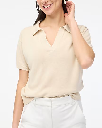 Linen-blend short-sleeve polo sweater | J.Crew Factory