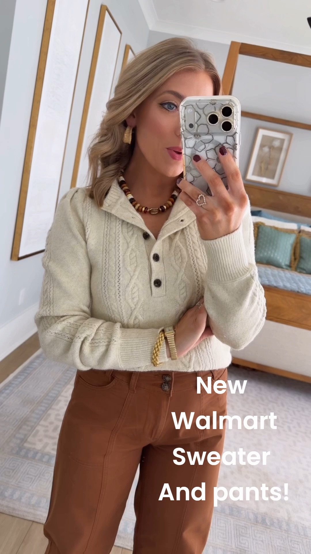 This Walmart fashion outfit is giving me all the warm, elevated vibes! 🤎 This cream cable knit sweater is SO pretty with the button detail and slightly puffed sleeves, and I love it paired with these rich brown wide leg pants. Add a pointed-toe bootie and a chunky beaded necklace for the cutest polished fall look! Such an easy Walmart outfit that looks way more expensive than it is. 🙌🏼✨

Walmart fashion | Walmart new arrivals | Walmart sweater | cable knit sweater | brown pants | wide leg pants | fall outfit idea | affordable fall fashion | women’s fall outfits

#WalmartFashion #WalmartFinds #WalmartStyle #WalmartNewArrivals #FallFashion #FallOutfit #AffordableFashion #SweaterWeather #WideLegPants

#LTKootd #LTKPetite