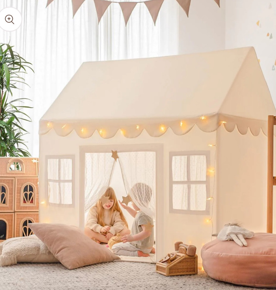 Comes with lights and a pad blanket, the cutest little tent for you kiddos! So much space inside, easily can sit and cuddle with them in there 

#LTKkids