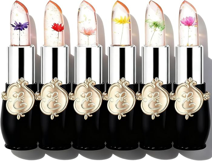 Pack of 6 Crystal Flower Jelly Lipstick, Long Lasting Nutritious Lip Balm Lips Moisturizer Magic ... | Amazon (US)