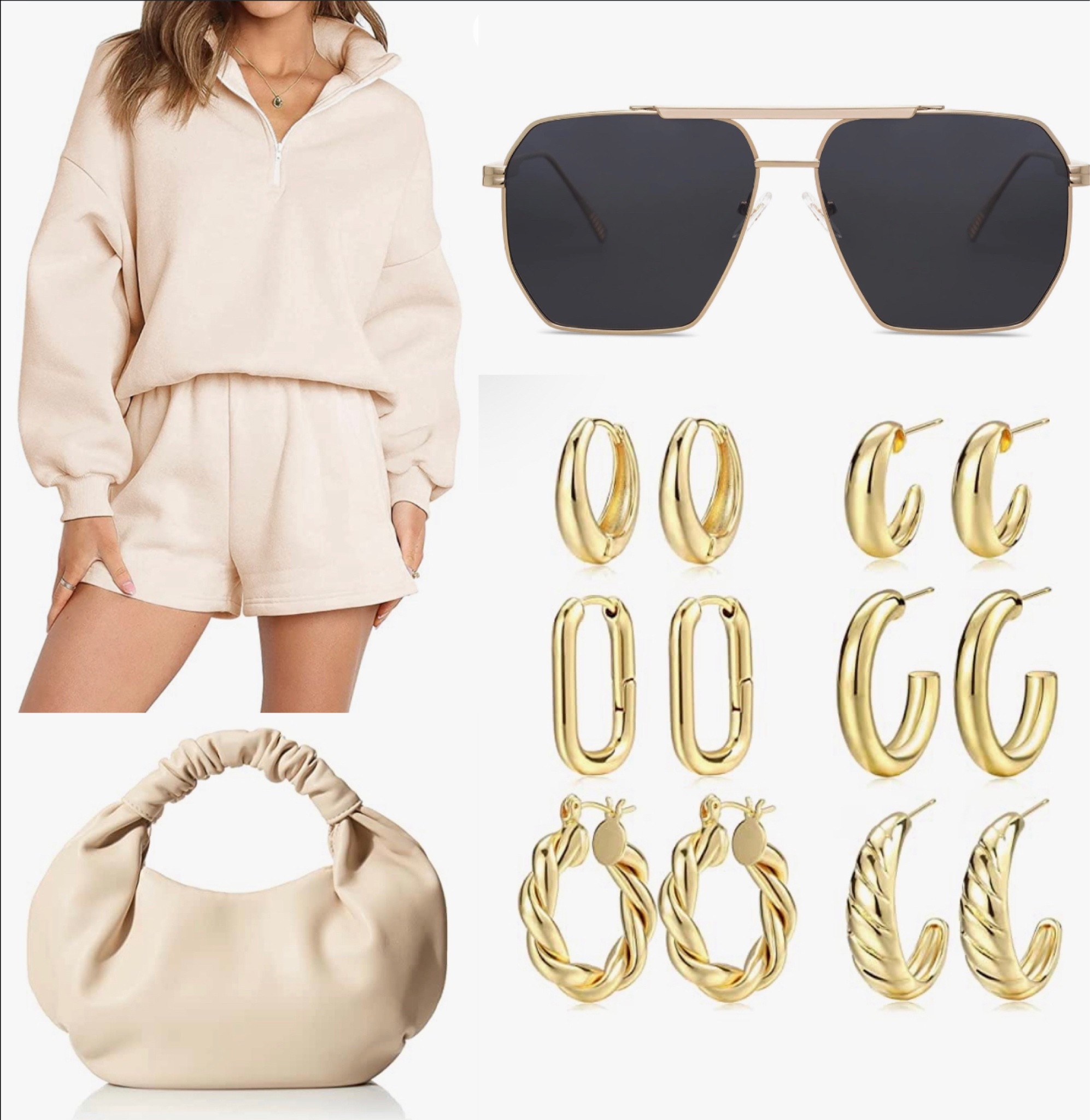 Amazon Finds
Cozy fall chic
Half zip pullover 
Beige
Shorts set
Sweatsuit 
Ivory
Gold hoop earrings
Affordable 
Amazon 
Aviator sunglasses 
Shop the look
Designer frames
Gold
Black
Chic stylish handbag 
Gift ideas

#LTKunder50 #LTKSeasonal #LTKitbag