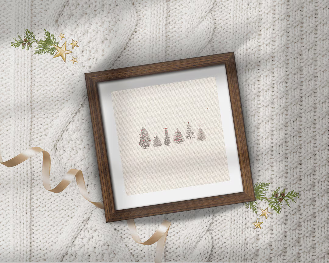 Christmas Tree Print Wall Art | Vintage Christmas | Sketch Christmas Art | Minimalist Christmas |... | Etsy (US)