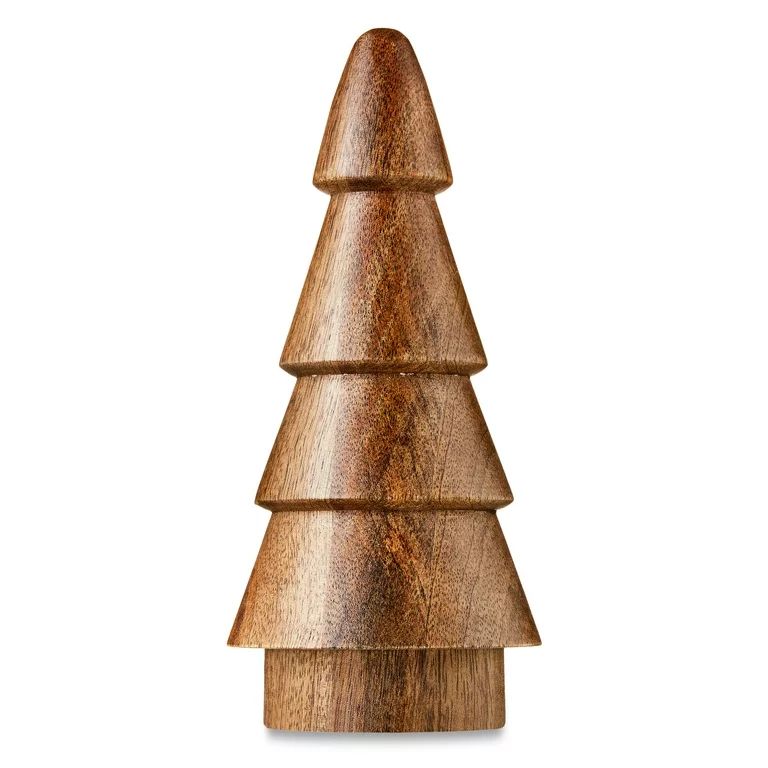 Brown Mango Wood Christmas Tree Tabletop Decoration, 8 in, by Holiday Time - Walmart.com | Walmart (US)