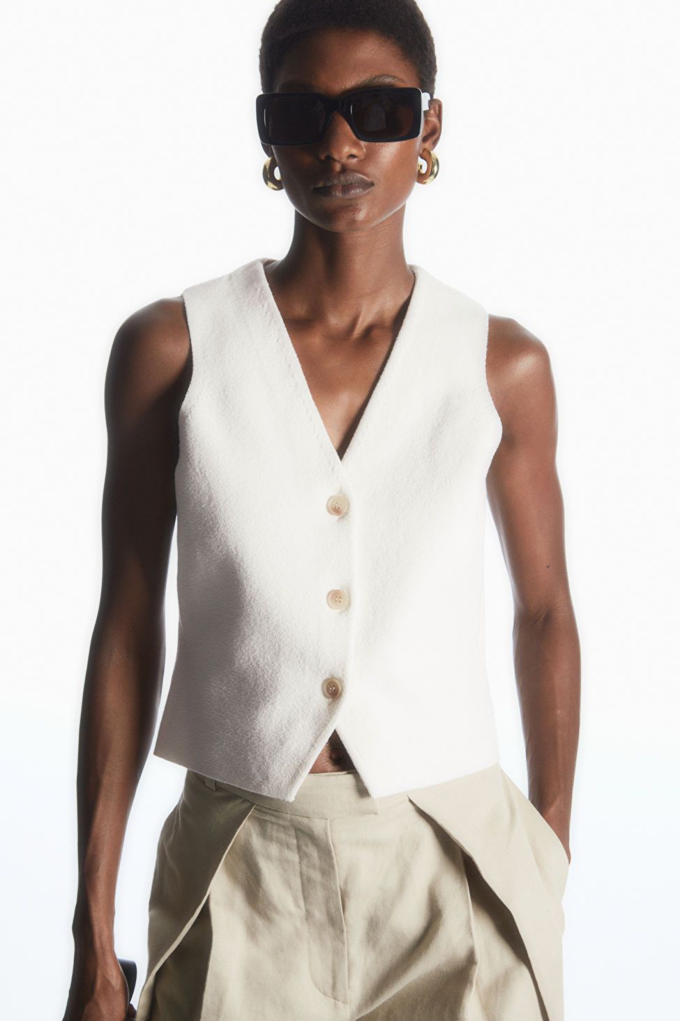 KNITTED WAISTCOAT - OFF-WHITE - COS | COS UK