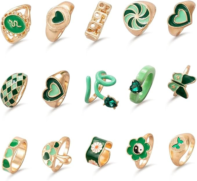 Arumever Y2K Chunky Resin Acrylic Rings Sets for Women Teen Girls, Cute Gold Colorful Trendy Stat... | Amazon (US)