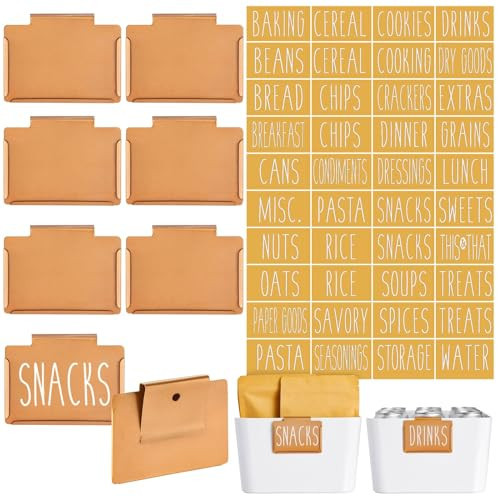 Talented Kitchen Labels for Storage Bins & Holders - 8-Pack Bronze Metal Holders & 40-Piece Set, 2 x 3.5 in - Clip-On Basket & Pantry Labels for Kitchen Organization | Amazon (US)