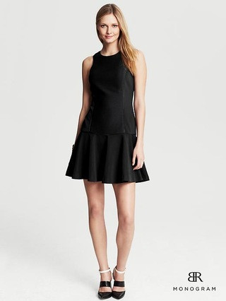 Banana Republic Monogram Piped Drop Waist Dress - Black | Banana Republic US