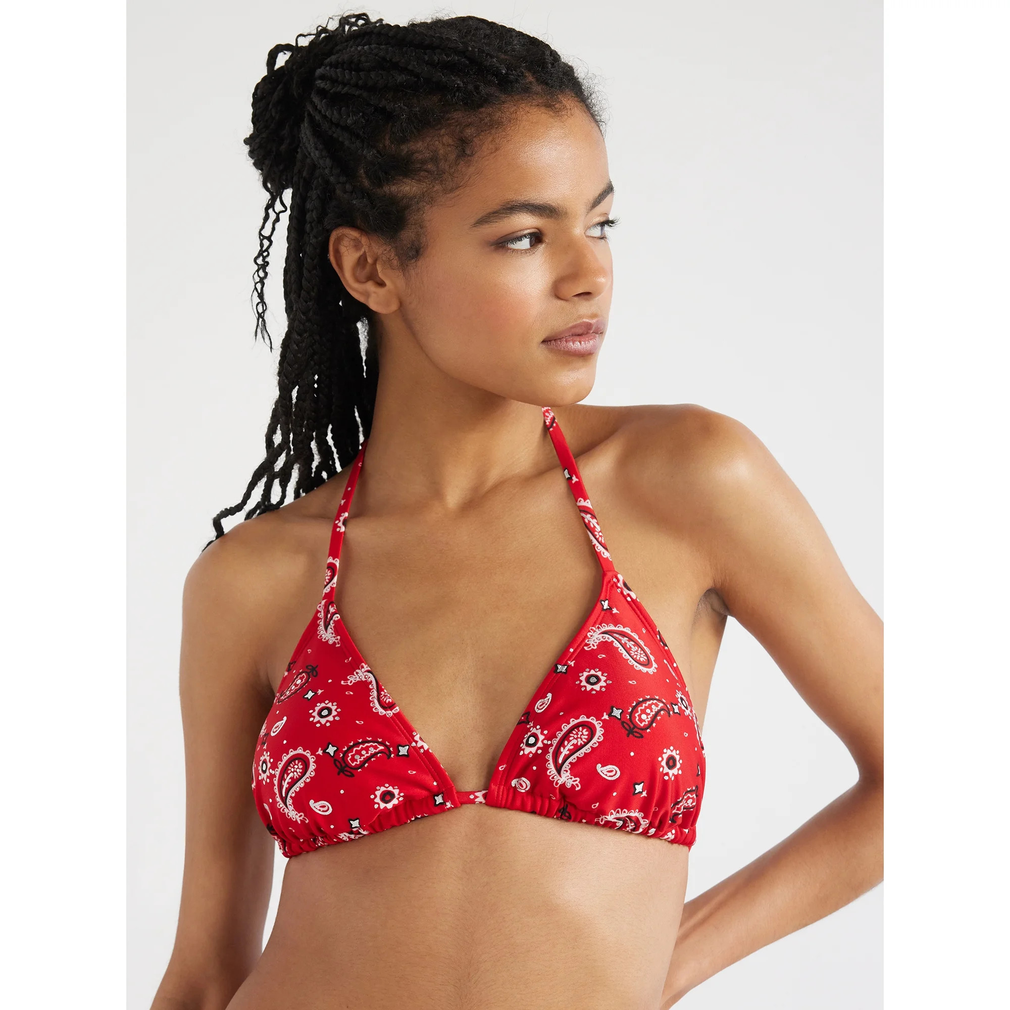 No Boundaries Juniors’ Bandana Print Triangle Bikini Swim Top, Sizes S-XL - Walmart.com | Walmart (US)