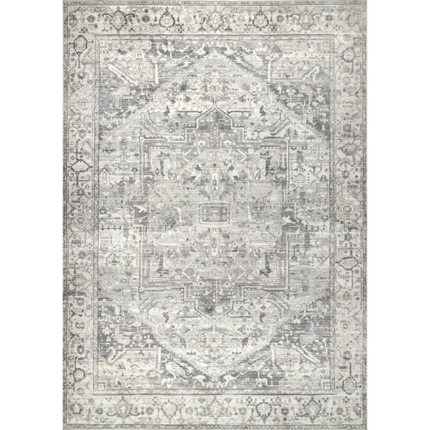 nuLOOM Brielle Machine Washable Vintage Medallion Area Rug, 2' x 3', Grey | Walmart (US)