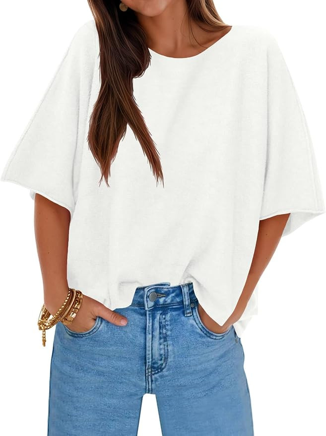 Cicy Bell Womens Half Sleeve Sweaters Oversized Boat Neck Knitted Pullover Sweater Trendy Casual ... | Amazon (US)