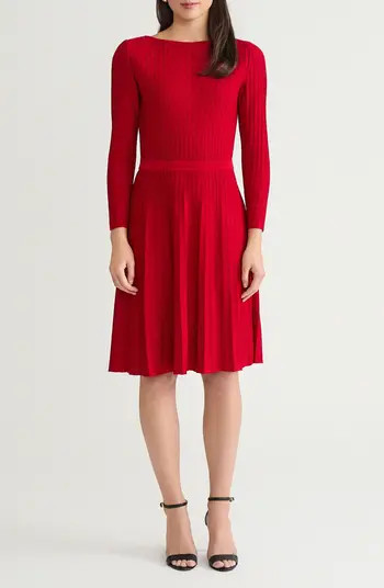 Long Sleeve Fit & Flare Stretch Knit Dress | Nordstrom