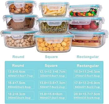 Glass Food Storage Containers with Lids, [18 Piece] Meal Prep Containers for Food Storage , BPA F... | Amazon (US)