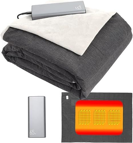 Portable Heated Blanket Battery Operated | Rechargeable Heating Electric Throws for Camping, Outd... | Amazon (US)