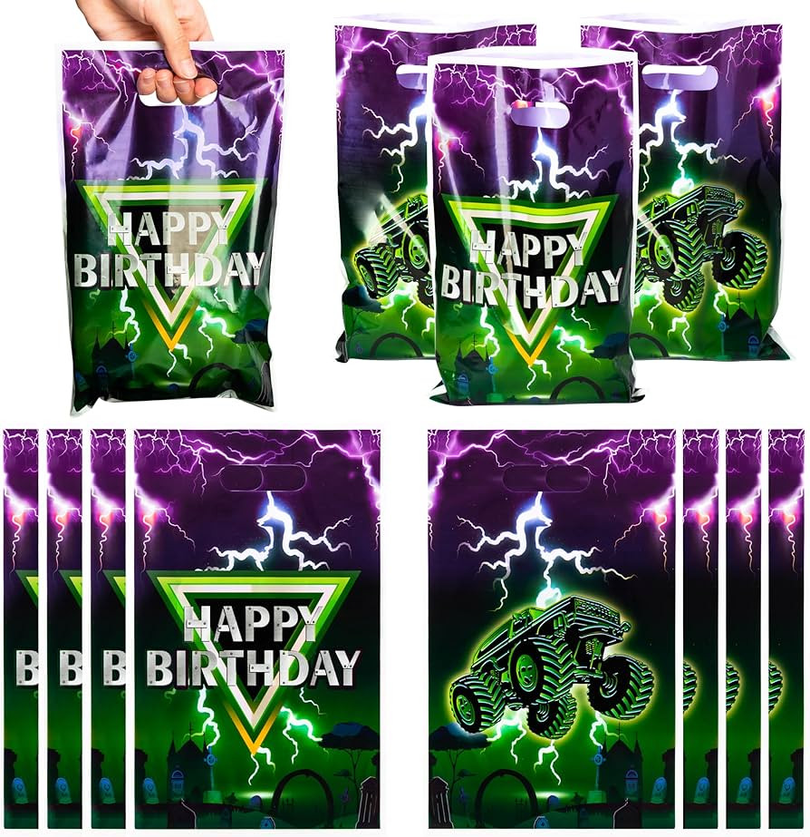 ArianQicult 50Pcs Green Purple Monster Truck Party Favor Bags Monster Truck Party Bags Truck Swee... | Amazon (US)