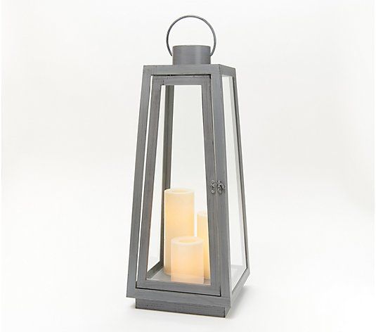 Candle Impressions 23" Indoor/Outdoor Tapered Lantern with 3 Candles - QVC.com | QVC
