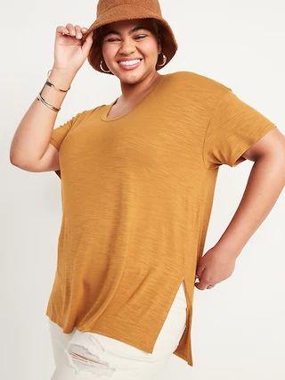 Oversized Luxe Voop-Neck Tunic T-Shirt for Women | Old Navy (US)