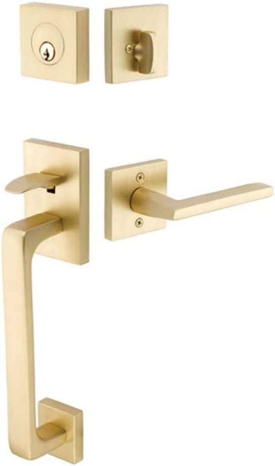 Emtek 4820 Baden Left Handed Single Cylinder Keyed Entry Brass Modern Handleset, Satin Brass Fini... | Amazon (US)