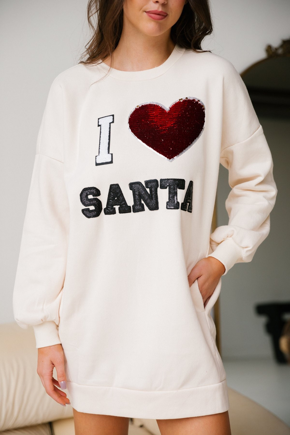 I <3 SANTA PULLOVER DRESS | Judith March