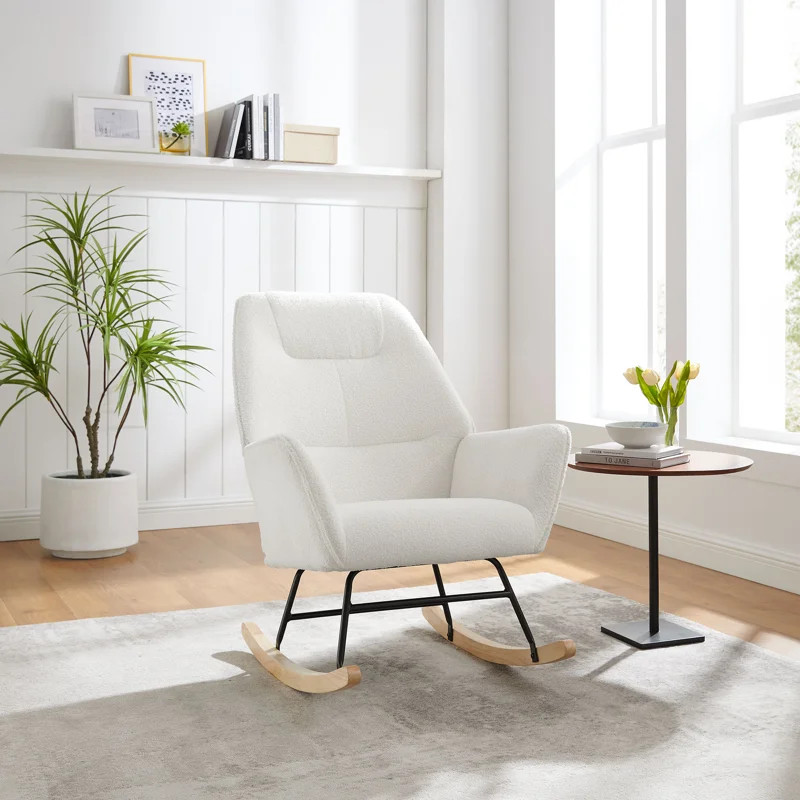Charlanne 28.3" Princess Norn Wide Nursery Rocking Chair Upholstery with Sheepskin | Wayfair North America