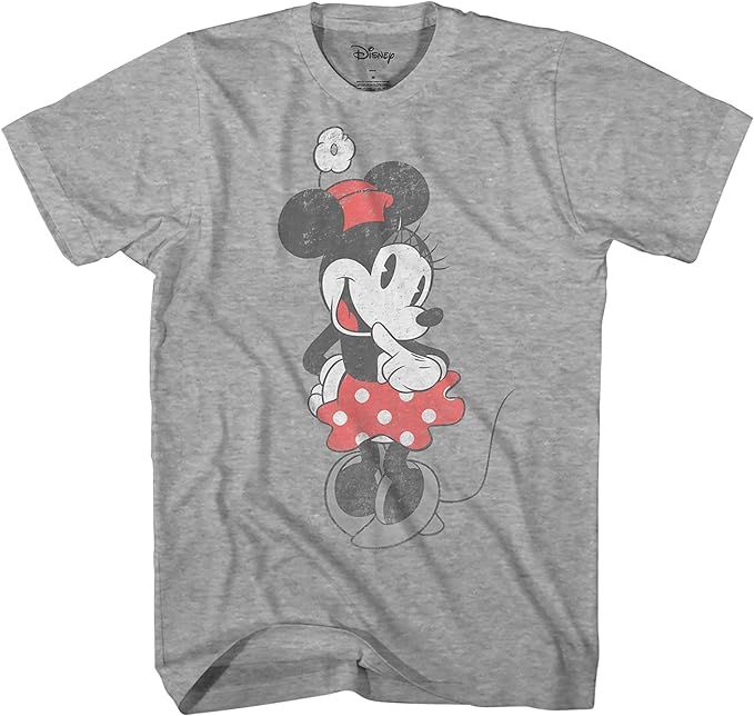 Disney Minnie Mouse Distressed Shirt Vintage Shy Graphic Men's Adult T-Shirt | Amazon (US)