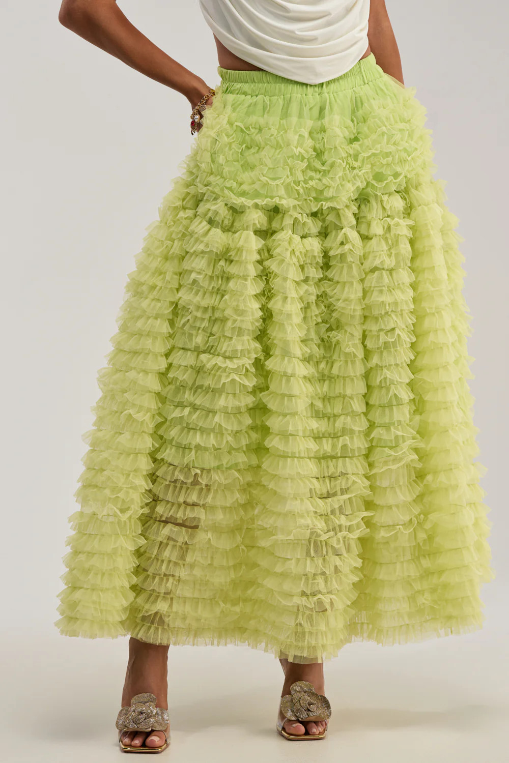 AKIRA Love The Drama Mesh Maxi Skirt | Size 1X | AKIRA