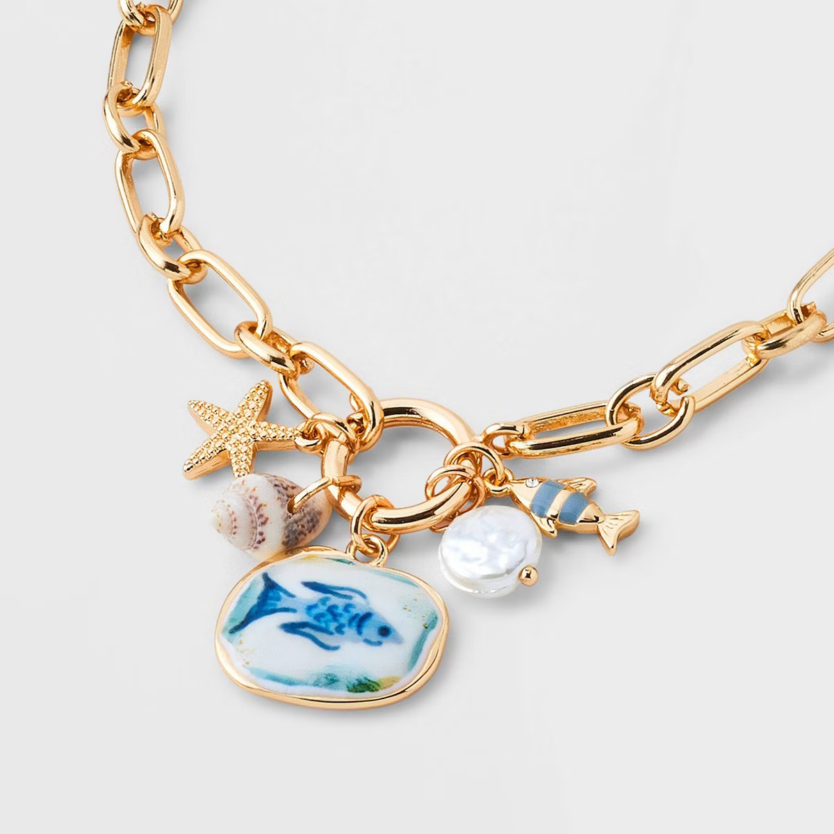 Sealife Charm Cluster Necklace - Universal Thread™ Gold | Target