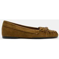 Zara - Suede Bow Moccasins - Olive Green - 7½ - Woman | Zara US