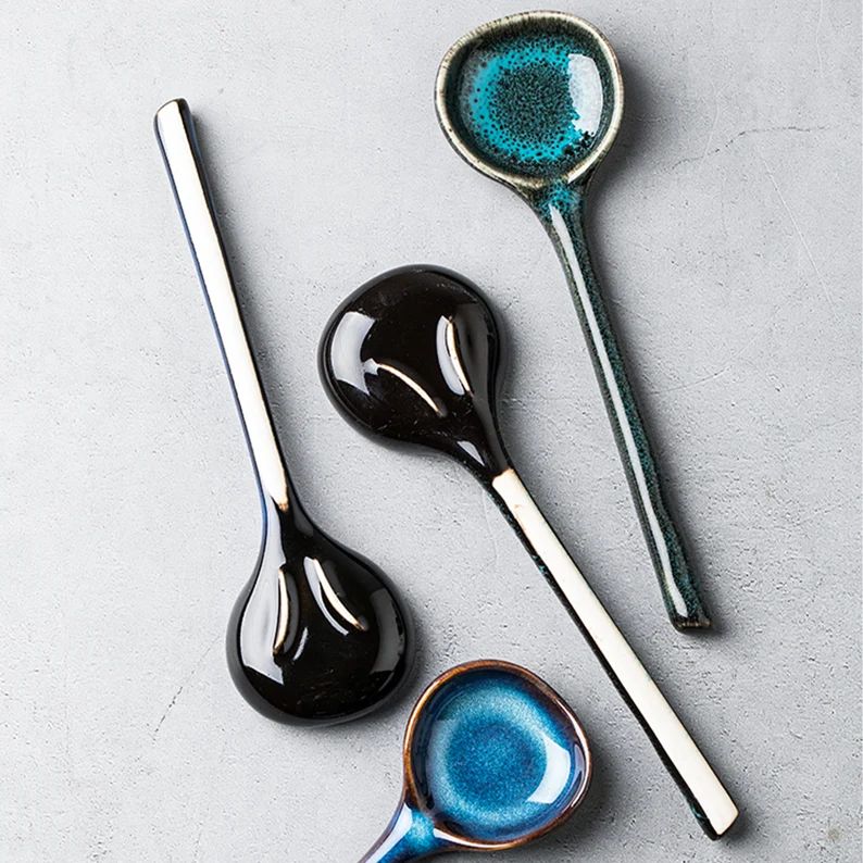 Glazed Coffee Spoon Mixing Spoon Ceramic Long-handled Coffee - Etsy | Etsy (US)